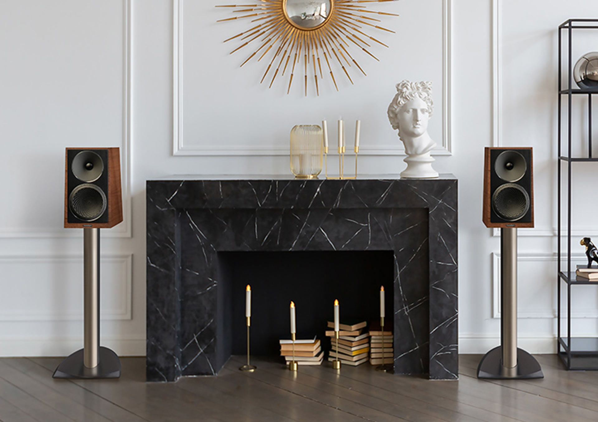 Paradigm Founder speakers in a two-channel listening room